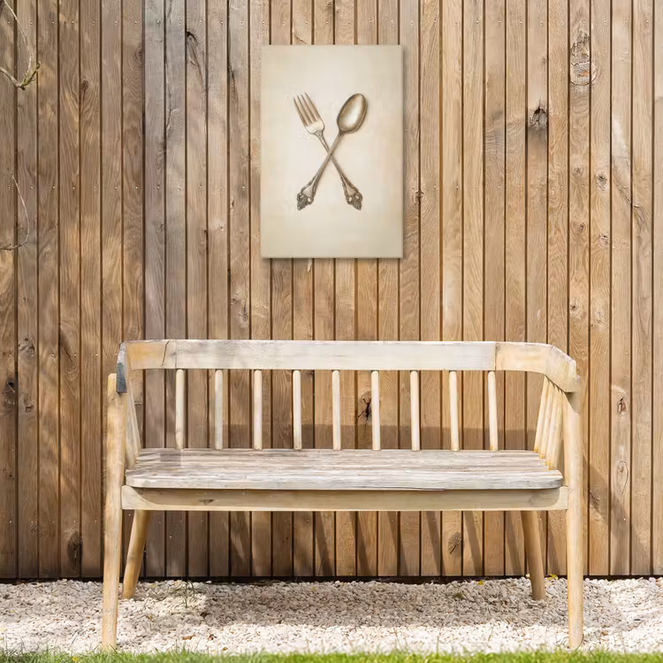 Beige - Vintage - Bestek Tuinposter op houten frame 2 cm dik klein -sfeer4