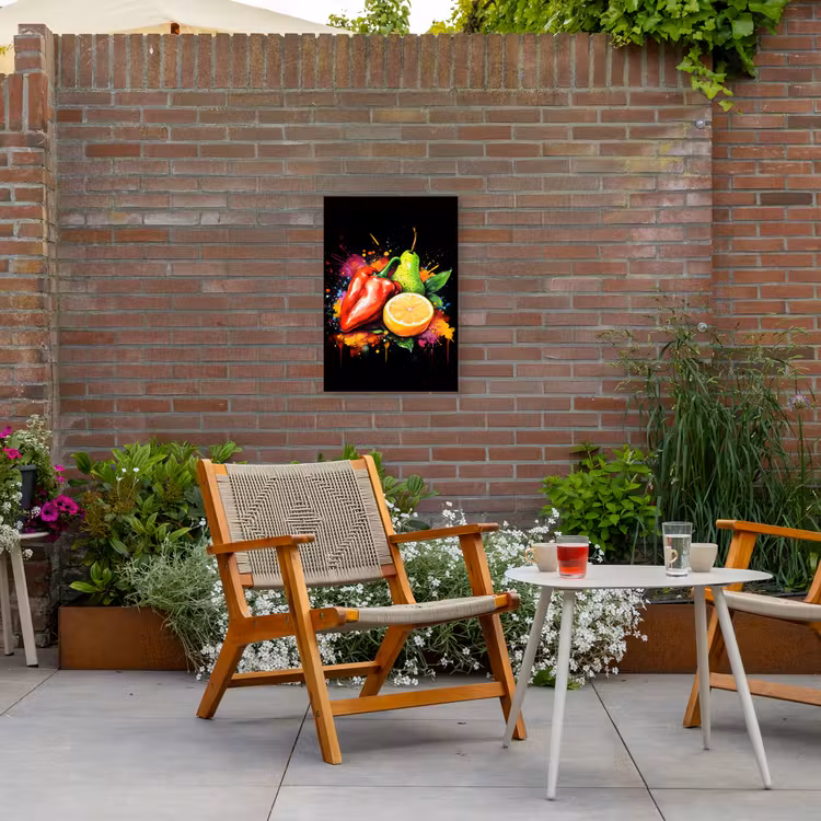 Paprika - Peer - Citroen - Graffiti - Verf - Abstract Tuinposter op houten frame 2 cm dik klein -sfeer3