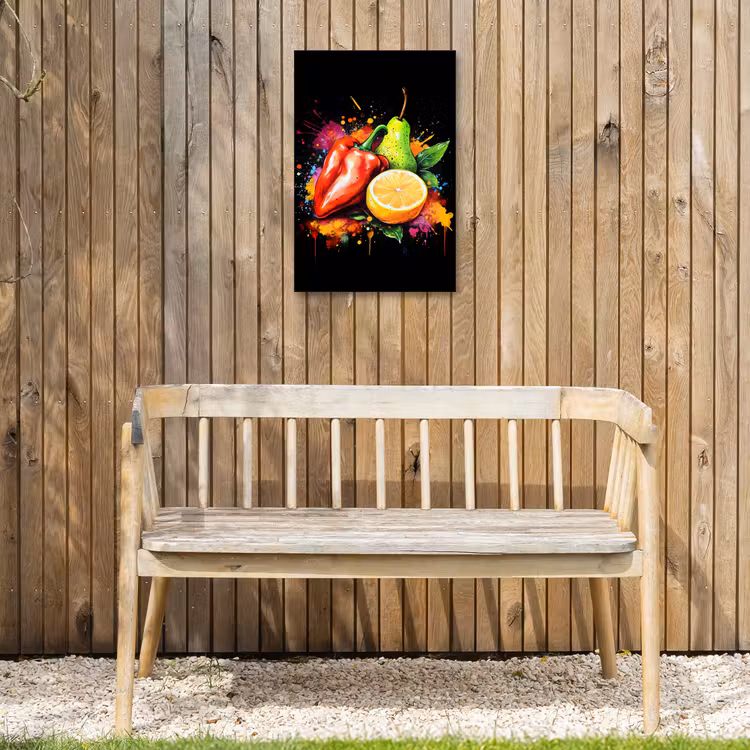 Paprika - Peer - Citroen - Graffiti - Verf - Abstract Tuinposter op houten frame 2 cm dik klein -sfeer4