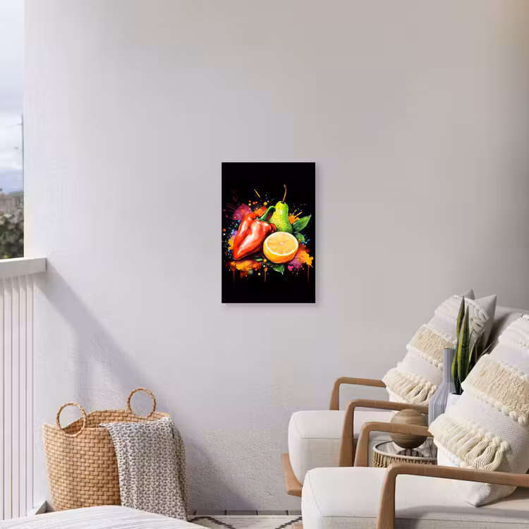 Paprika - Peer - Citroen - Graffiti - Verf - Abstract Tuinposter op houten frame 2 cm dik klein -sfeer1