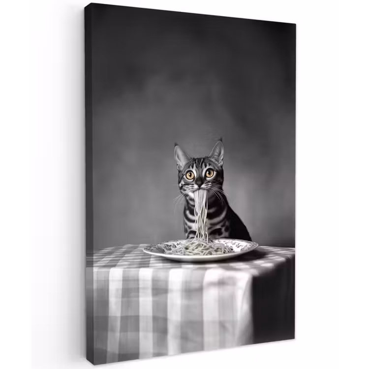 Bengaal - Kat - Tafelkleed - Zwart - Wit - Dier Tuinposter op houten frame 2 cm dik klein -3d
