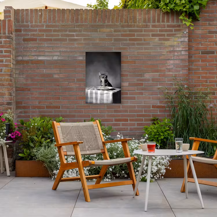 Bengaal - Kat - Tafelkleed - Zwart - Wit - Dier Tuinposter op houten frame 2 cm dik klein -sfeer3