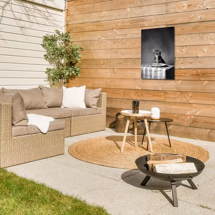 Bengaal - Kat - Tafelkleed - Zwart - Wit - Dier Tuinposter op houten frame 2 cm dik klein -sfeer2