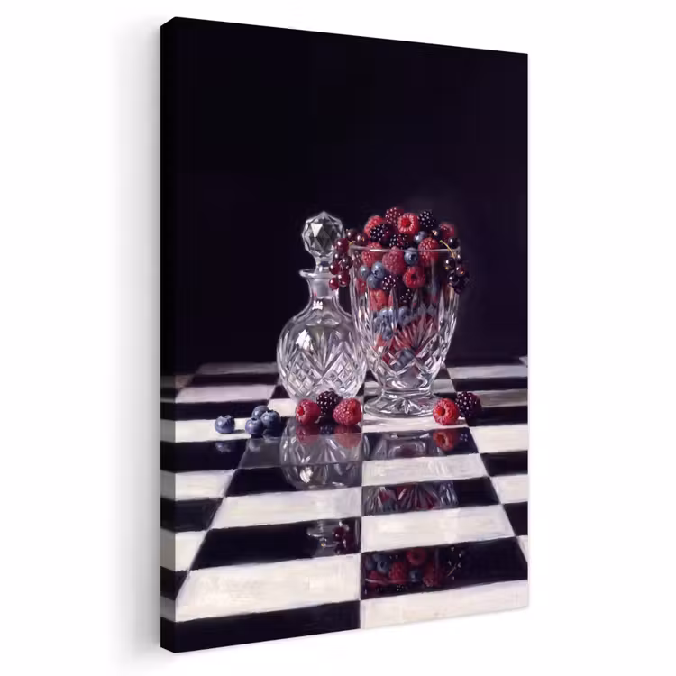 Outdoor Canvas Print - Berries - Crystal - Still Life - Bessen - Kristal - Stilleven Tuinposter op houten frame 2 cm dik klein