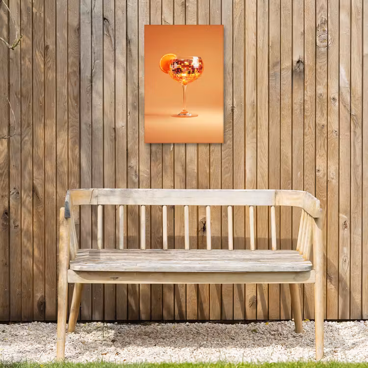 Drank - Oranje - Glitter - Disco Tuinposter op houten frame 2 cm dik klein -sfeer4