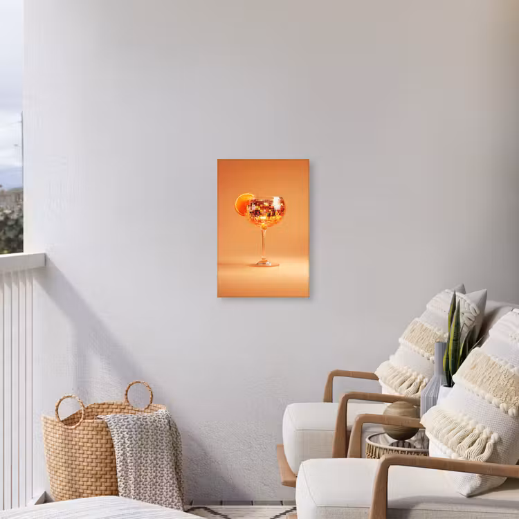 Drank - Oranje - Glitter - Disco Tuinposter op houten frame 2 cm dik klein -sfeer1