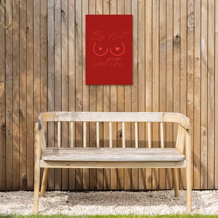 big heart small titties - Hart - Rood Tuinposter op houten frame 2 cm dik klein -sfeer4