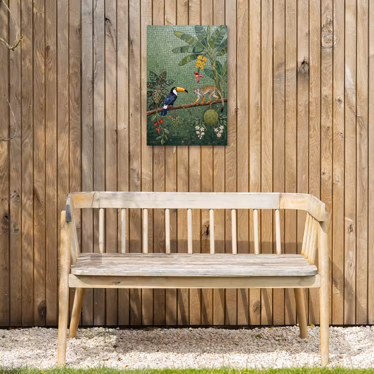 Vogel - Dier - Jungle - Mozaïek - Natuur Tuinposter op houten frame 2 cm dik klein -sfeer4