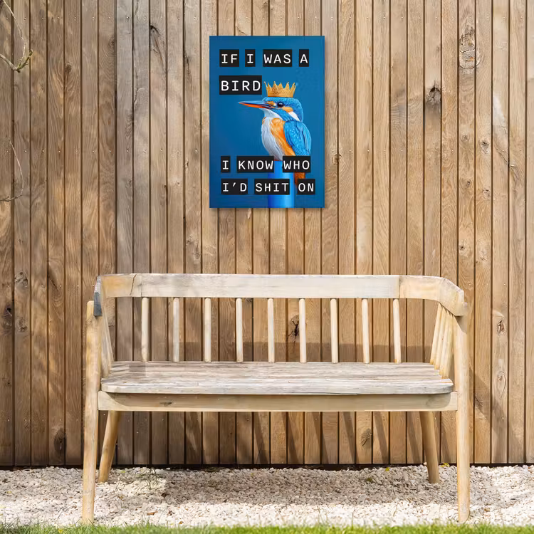 Vogel - Decoratie - Ijsvogel - Blauw Tuinposter op houten frame 2 cm dik klein -sfeer4