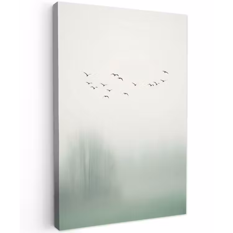 Vogel - Vlucht - Natuur - Minimalistisch Tuinposter op houten frame 2 cm dik klein -3d