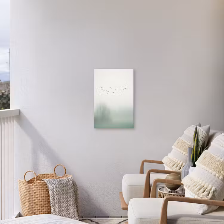 Vogel - Vlucht - Natuur - Minimalistisch Tuinposter op houten frame 2 cm dik klein -sfeer1