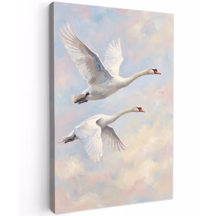Vogel - Vliegend - Lucht - Modern - Pastel Tuinposter op houten frame 2 cm dik klein -3d