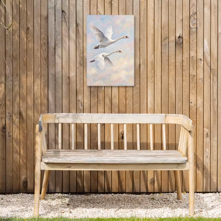Vogel - Vliegend - Lucht - Modern - Pastel Tuinposter op houten frame 2 cm dik klein -sfeer4