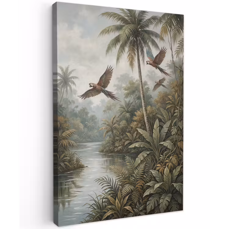 Vogel - Vliegend - Tropisch - Landschap - Klassiek Tuinposter op houten frame 2 cm dik klein -3d