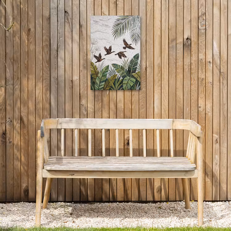 Vogel - Vliegend - Tropisch - Mozaïek - Groen Tuinposter op houten frame 2 cm dik klein -sfeer4