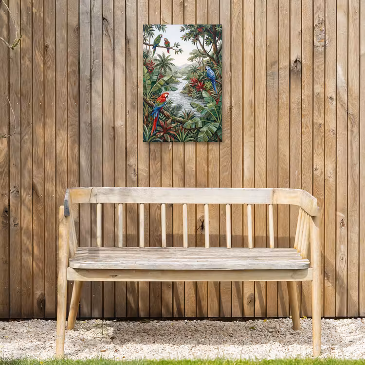 Vogel - Jungle - Natuur - Mozaïek - Groen Tuinposter op houten frame 2 cm dik klein -sfeer4