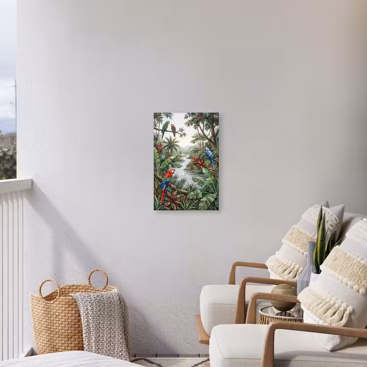 Vogel - Jungle - Natuur - Mozaïek - Groen Tuinposter op houten frame 2 cm dik klein -sfeer1