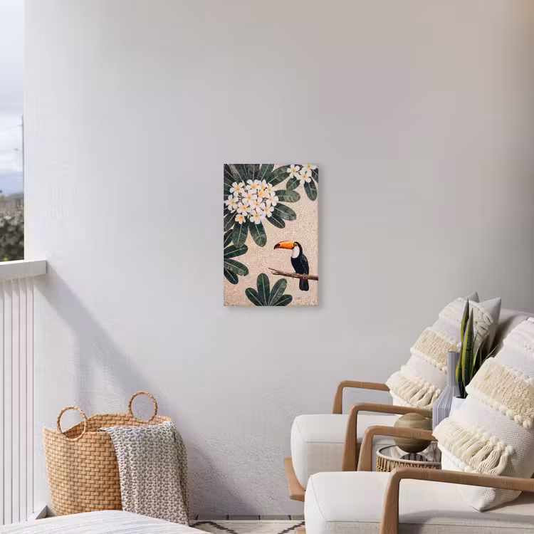 Vogel - Mozaïek - Tropisch - Natuur - Kleurrijk Tuinposter op houten frame 2 cm dik klein -sfeer1