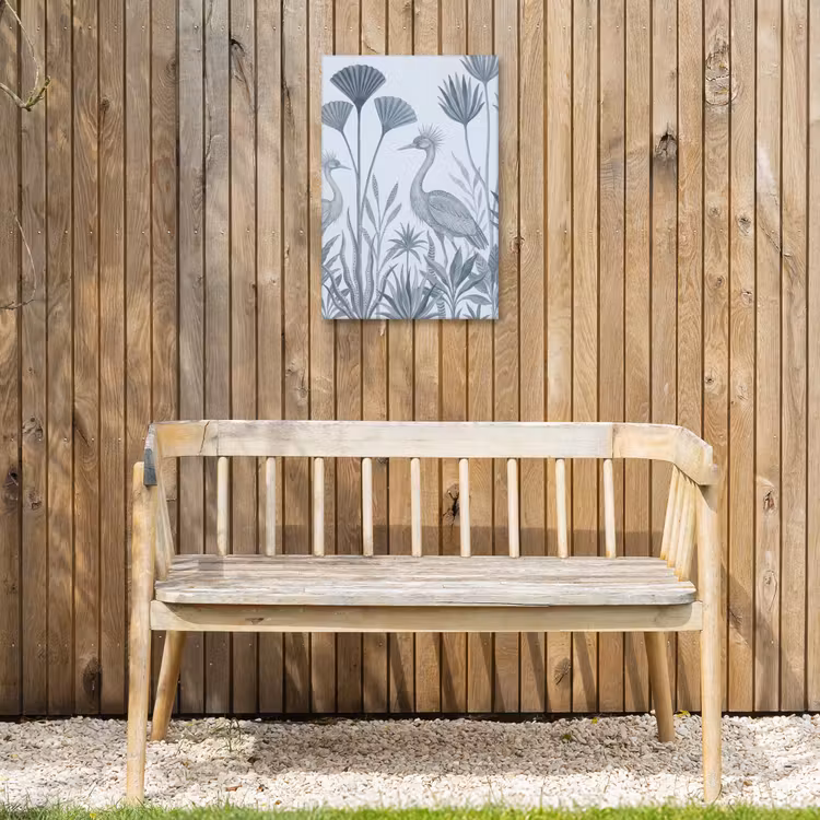 Vogel - Tropisch - Illustratie - Blauwgrijs - Natuur Tuinposter op houten frame 2 cm dik klein -sfeer4