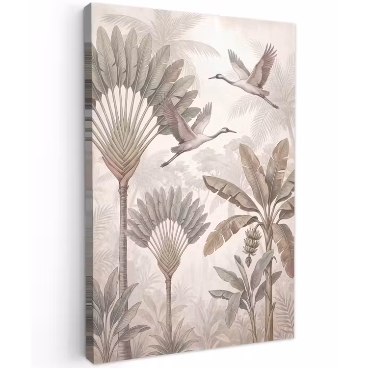 Vogel - Tropisch - Jungle - Natuur - Beige Tuinposter op houten frame 2 cm dik klein -3d