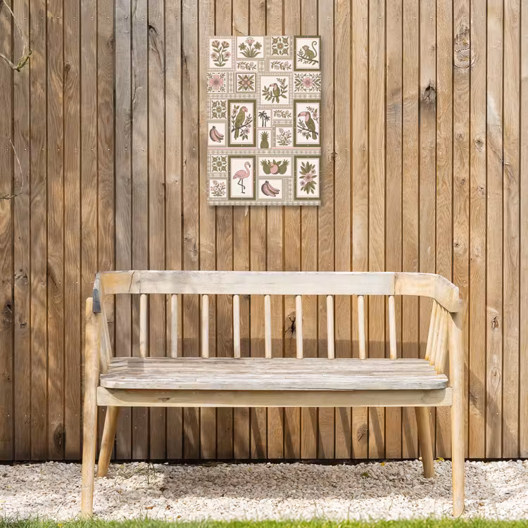 Vogel - Tropisch - Patroon - Decoratief - Groen Tuinposter op houten frame 2 cm dik klein -sfeer4