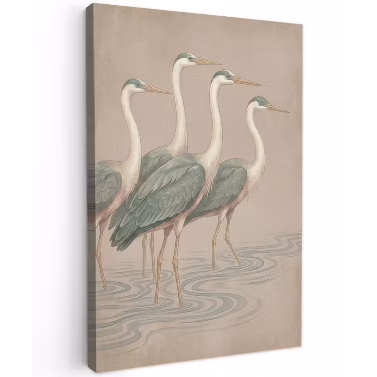 Vogel - Water - Natuur - Vintage Tuinposter op houten frame 2 cm dik klein -3d