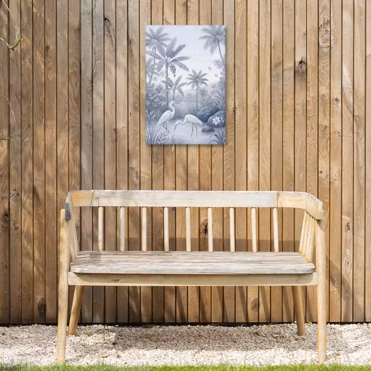 Vogel - Water - Tropisch - Natuur - Blauw Tuinposter op houten frame 2 cm dik klein -sfeer4