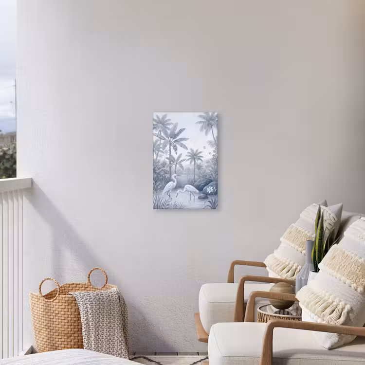 Vogel - Water - Tropisch - Natuur - Blauw Tuinposter op houten frame 2 cm dik klein -sfeer1