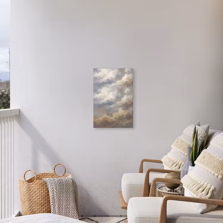 Vogel - Wolken - Natuur - Modern - Grijs Tuinposter op houten frame 2 cm dik klein -sfeer1