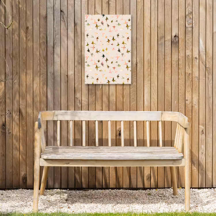 Vogels - Vliegen - Kleurrijk Tuinposter op houten frame 2 cm dik klein 841 -sfeer4