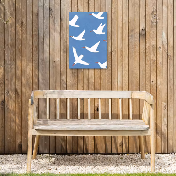 Vogels - Wit - Patroon Tuinposter op houten frame 2 cm dik klein -sfeer4