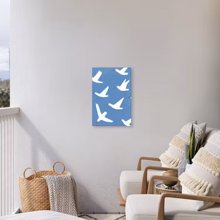 Vogels - Wit - Patroon Tuinposter op houten frame 2 cm dik klein -sfeer1