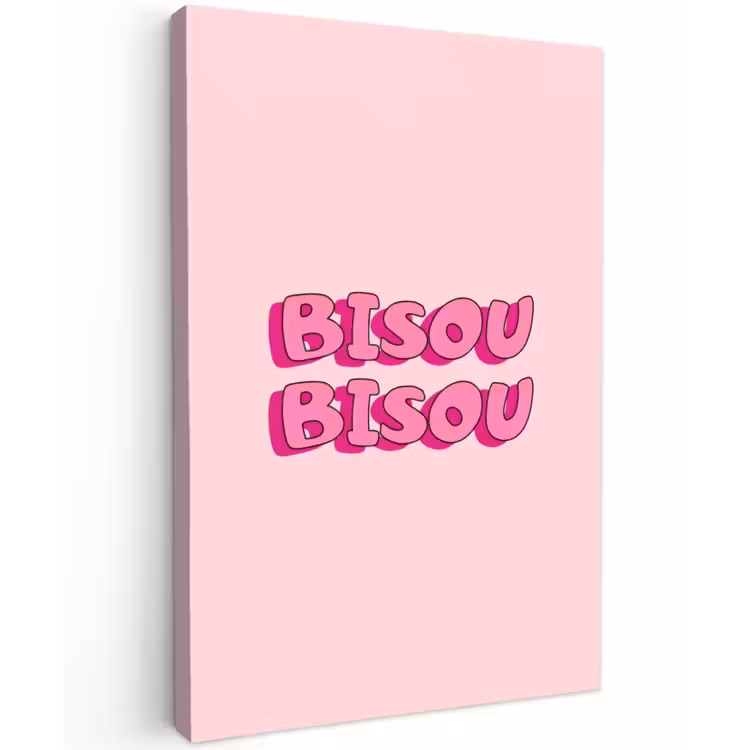 Bisou - Roze - Schaduw Tuinposter op houten frame 2 cm dik klein -3d