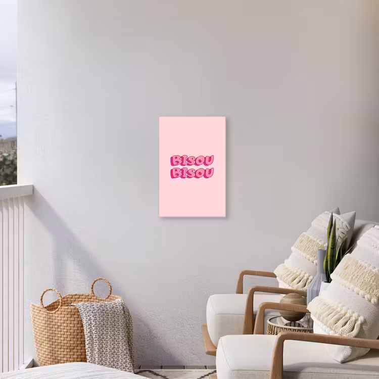Bisou - Roze - Schaduw Tuinposter op houten frame 2 cm dik klein -sfeer1