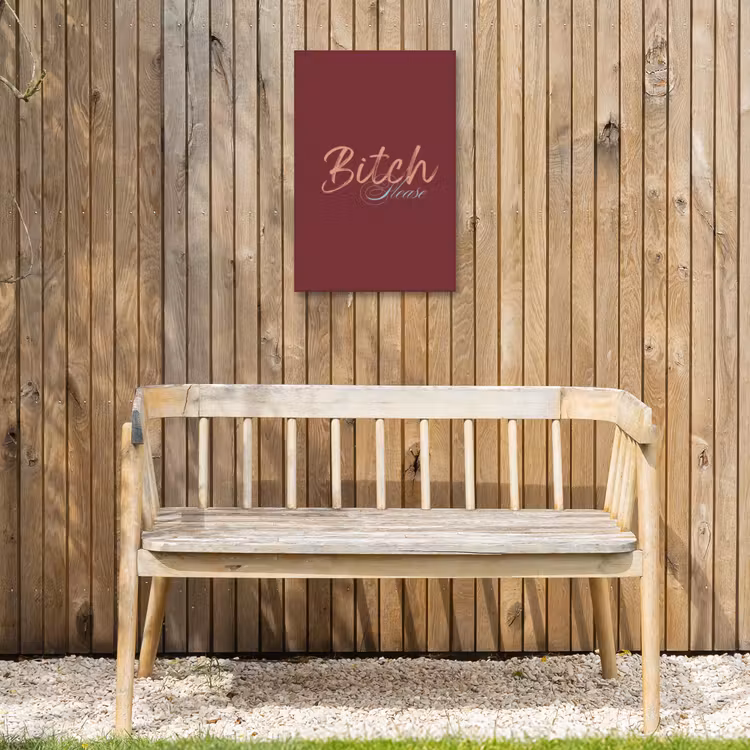 Bitch please - Rood - Blauw Tuinposter op houten frame 2 cm dik klein -sfeer4