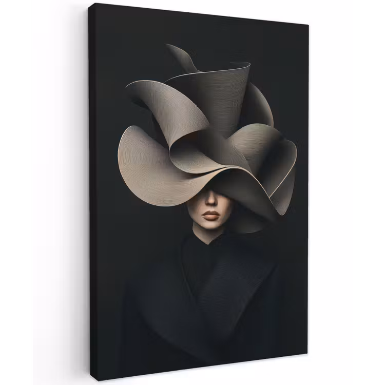 Zwarte - Hoed - Vrouw Tuinposter op houten frame 2 cm dik klein -3d
