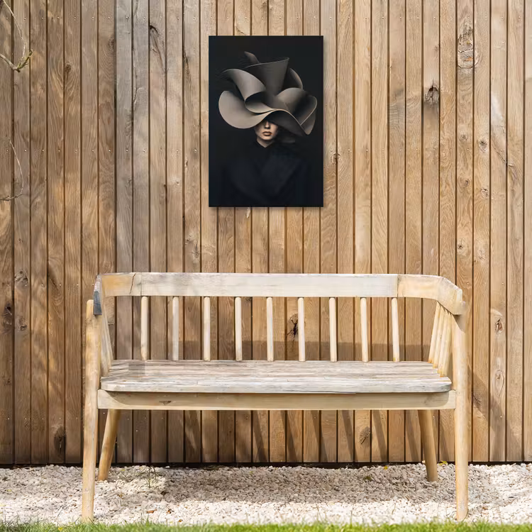 Zwarte - Hoed - Vrouw Tuinposter op houten frame 2 cm dik klein -sfeer4