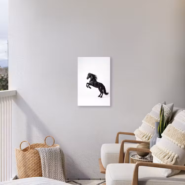 Zwart - Paard - Portret Tuinposter op houten frame 2 cm dik klein -sfeer1