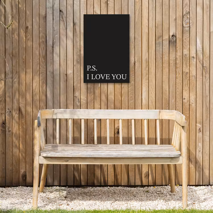 Zwart - Minimalistisch - Valentijn Tuinposter op houten frame 2 cm dik klein -sfeer4