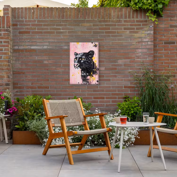 Zwart - Panter - Roze - Abstract Tuinposter op houten frame 2 cm dik klein -sfeer3