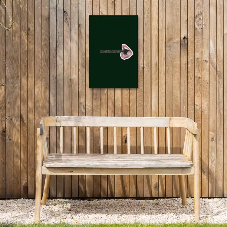 BLAH BLAH BLAH - Mond - Groen Tuinposter op houten frame 2 cm dik klein -sfeer4