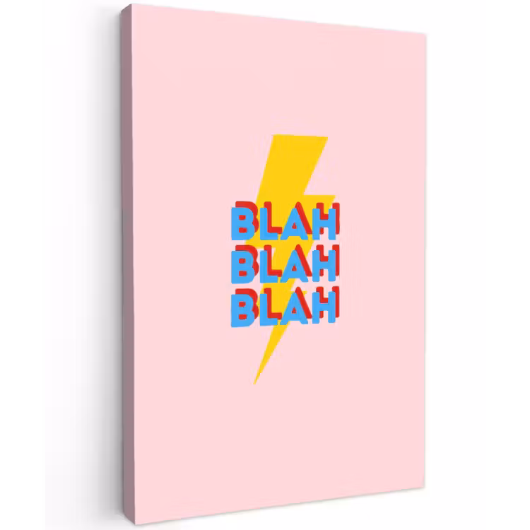 Blah - Bliksem - Roze Tuinposter op houten frame 2 cm dik klein -3d