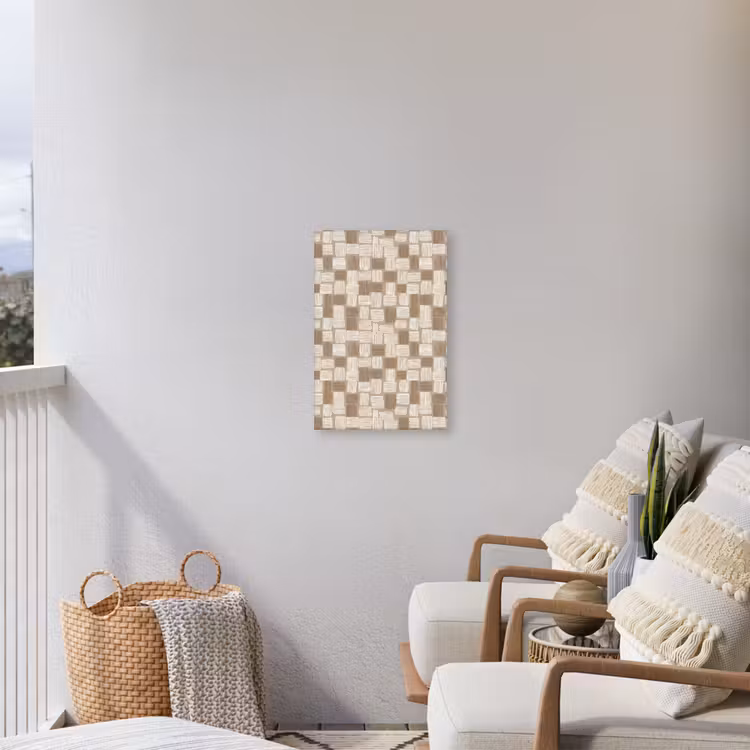 Blok - Patroon - Bruin Tuinposter op houten frame 2 cm dik klein 841 -sfeer1