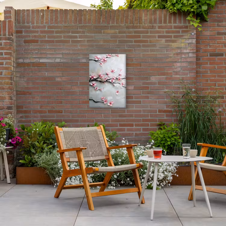 Bloesem - Kunstzinnig - Roze - Sakura Tuinposter op houten frame 2 cm dik klein -sfeer3