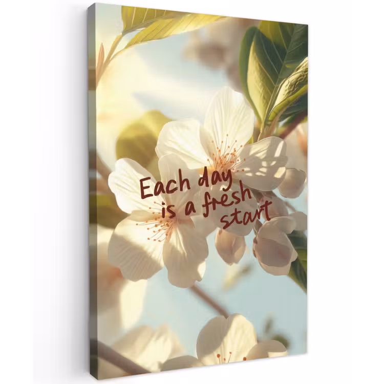 Bloesems - Zonlicht - Quote - Wit Tuinposter op houten frame 2 cm dik klein -3d