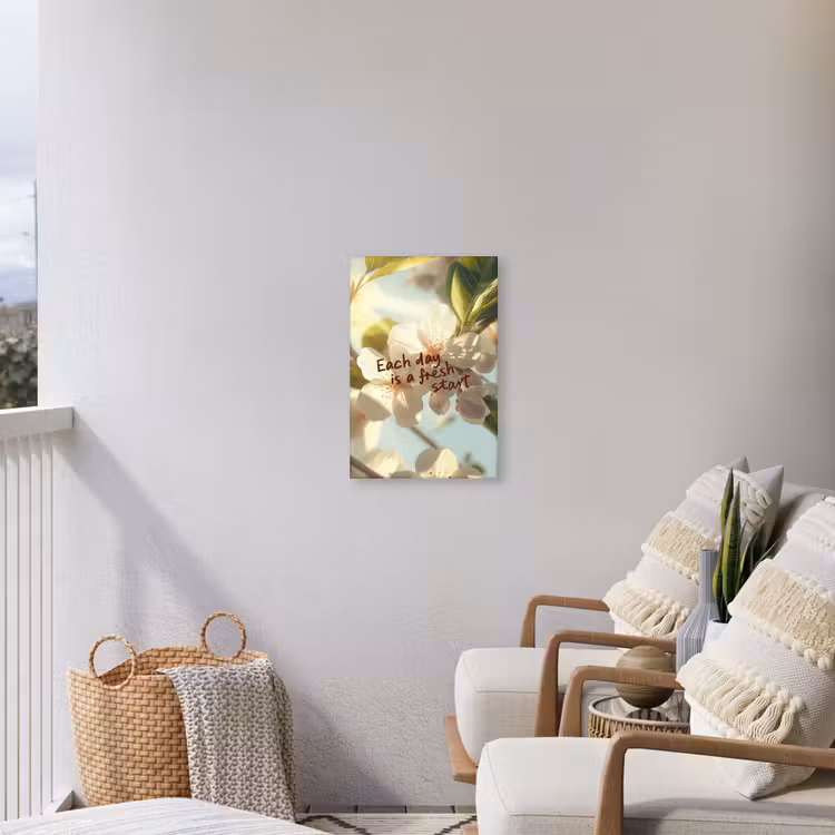 Bloesems - Zonlicht - Quote - Wit Tuinposter op houten frame 2 cm dik klein -sfeer1