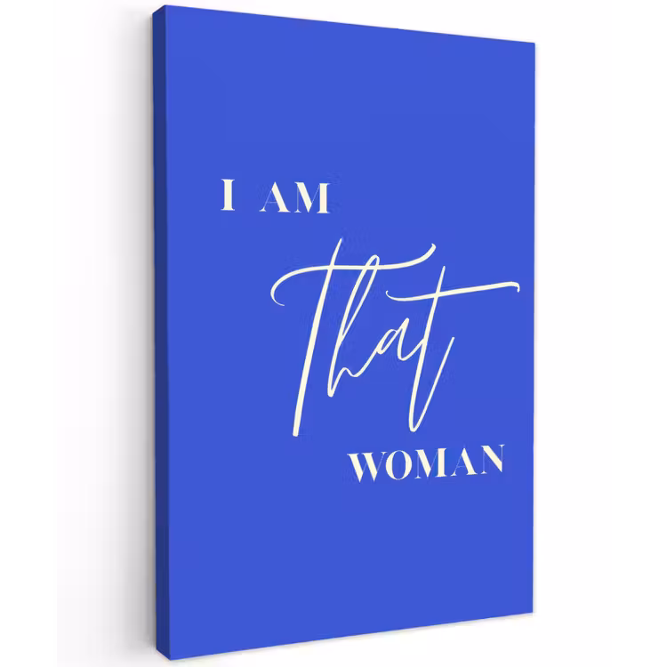 Blauw - I am that woman - Sierlijk - Minimalistisch Tuinposter op houten frame 2 cm dik klein -3d