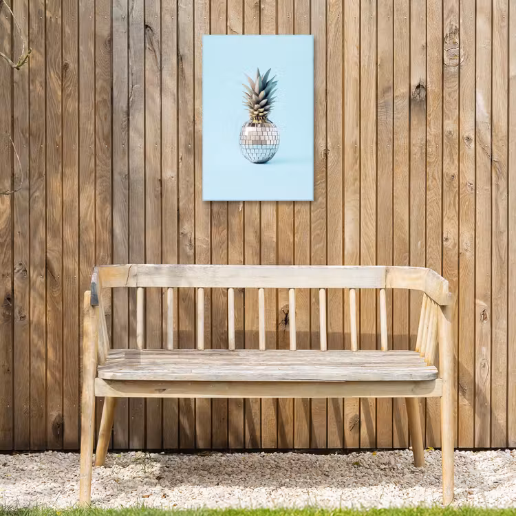Blauw - Ananas - Disco - Discobal Tuinposter op houten frame 2 cm dik klein -sfeer4
