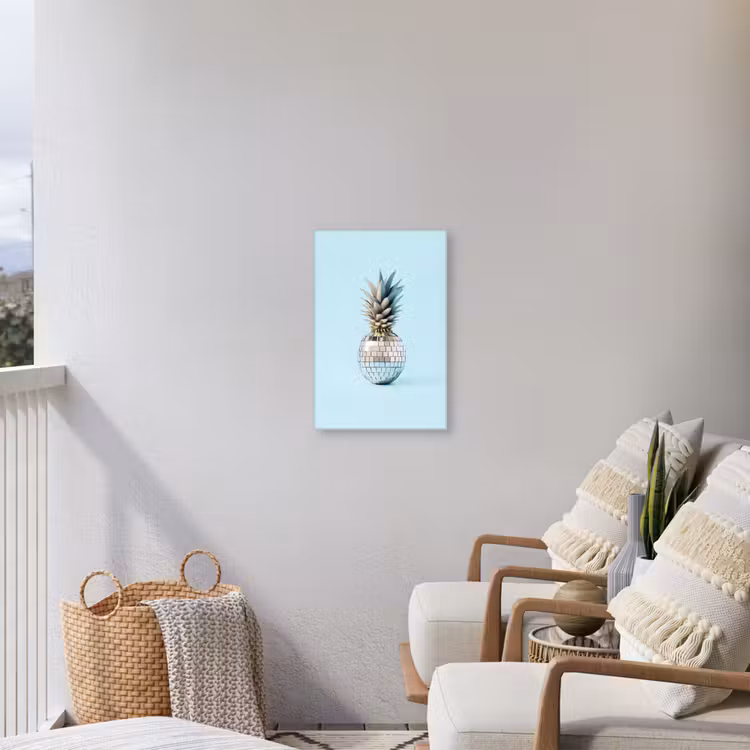 Blauw - Ananas - Disco - Discobal Tuinposter op houten frame 2 cm dik klein -sfeer1