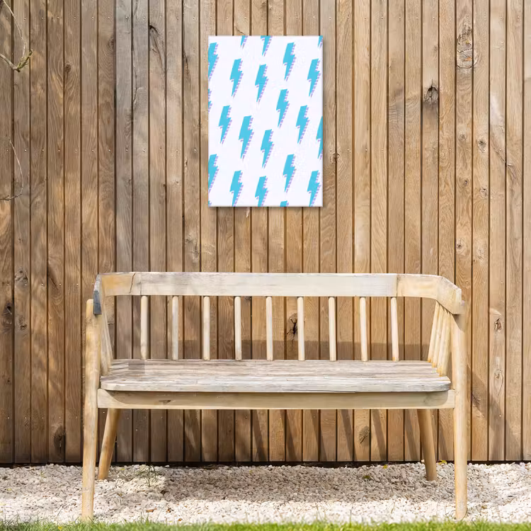 Blauw - Paars - Bliksem Tuinposter op houten frame 2 cm dik klein 841 -sfeer4